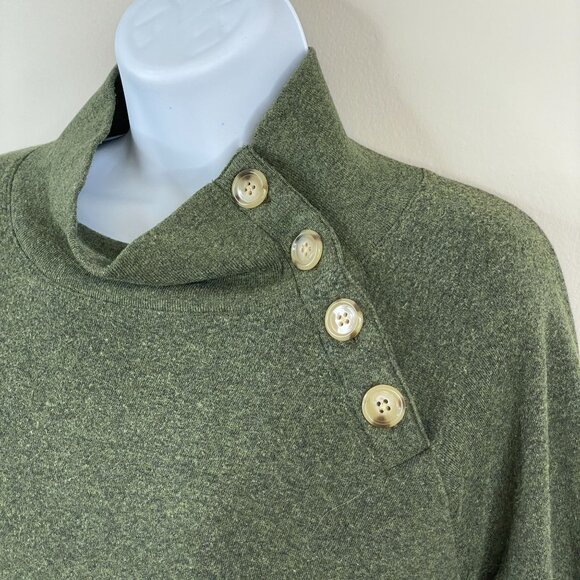 J Crew Womens Forest Cabincore Nature Top Size S Olive Green Fleece Mock Neck - Picture 2 of 13